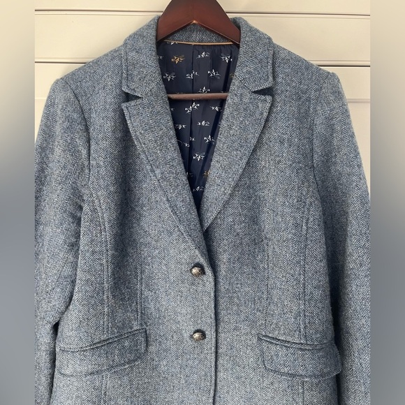 Talbots Blue Herringbone Blazer Size L/XL Wool Blend Jacket Horses Liner Academi - Picture 3 of 10